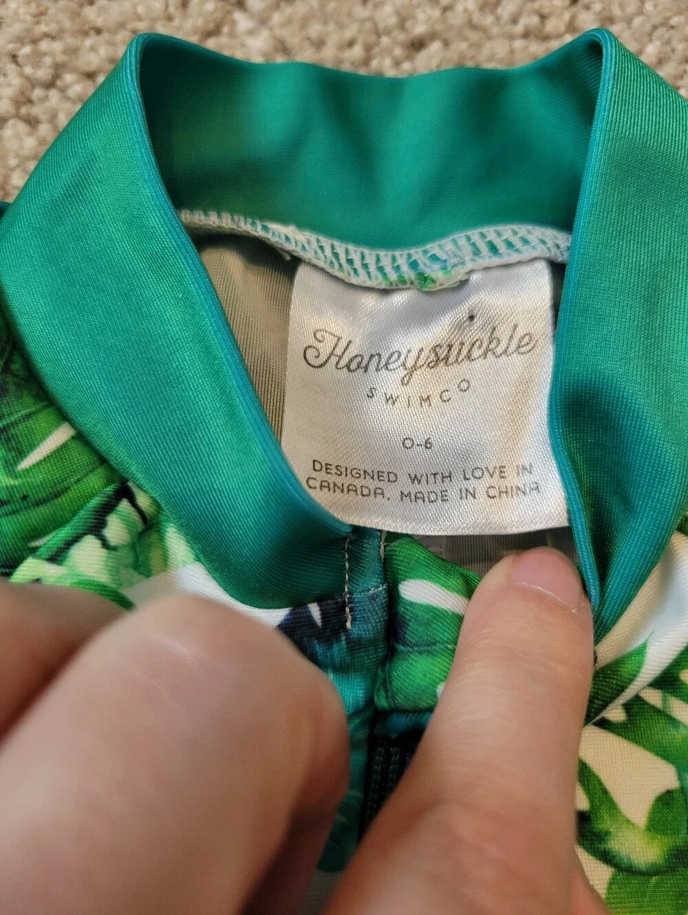Honeysuckle Swim Co Full Zipper Sunsuit 0-6 Months